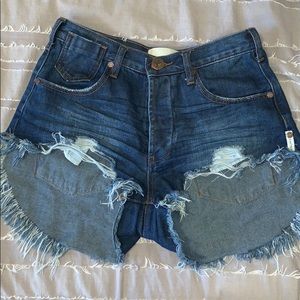 One Teaspoon Dark Denim Flare Shorts